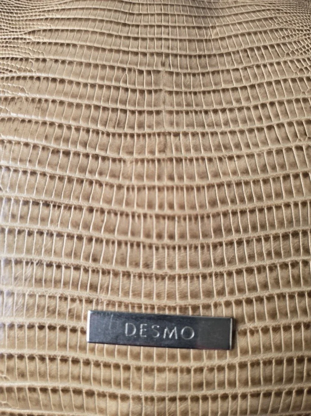 Desmo Made in Italy Tan Lizard Embossed Leather Shoulder Bag Vintage Camel Purse